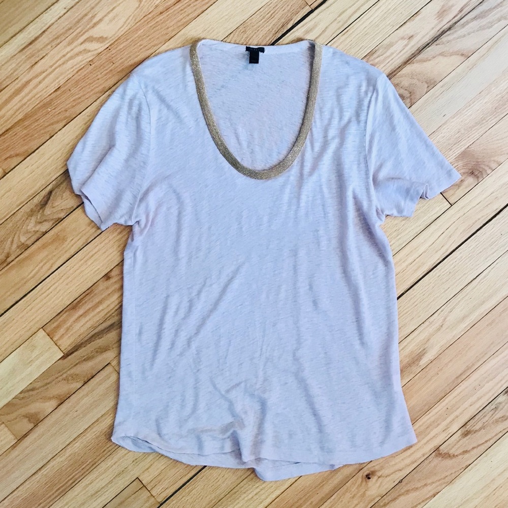 J. Crew pink linen short sleeve Tee